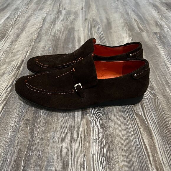Magnanni Dark Brown Suede Monk Strap Loafers 9.5 - Picture 12 of 15